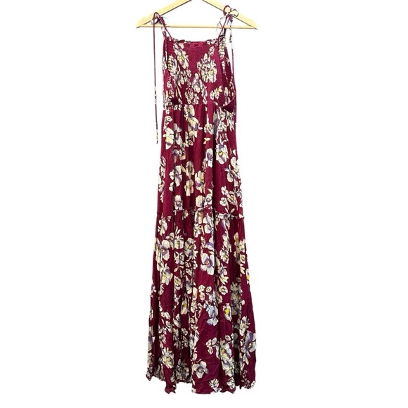 Free people Garden Party Burgundy Floral Print Maxi Dress NWT - Picture 6 of 7